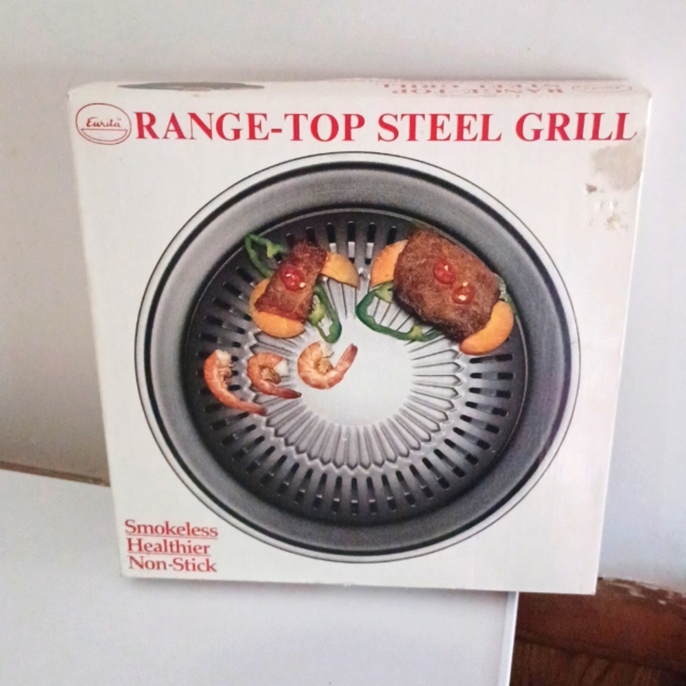 Eurita Range-Stop Steel Grill Smokeless Healthier Non-stick Black